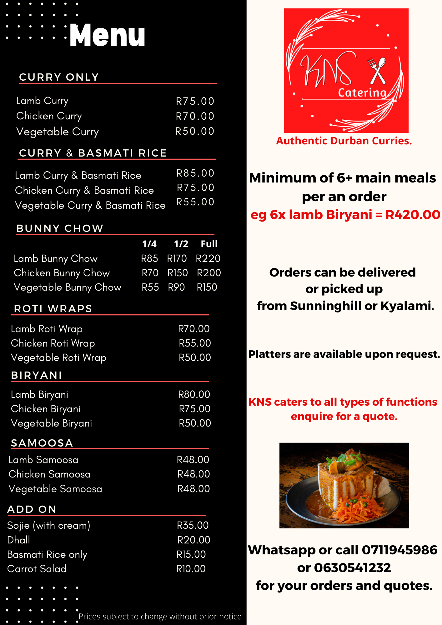 Our menu